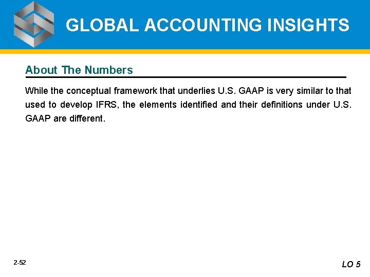 GLOBAL ACCOUNTING INSIGHTS About The Numbers While the conceptual framework that underlies U. S.