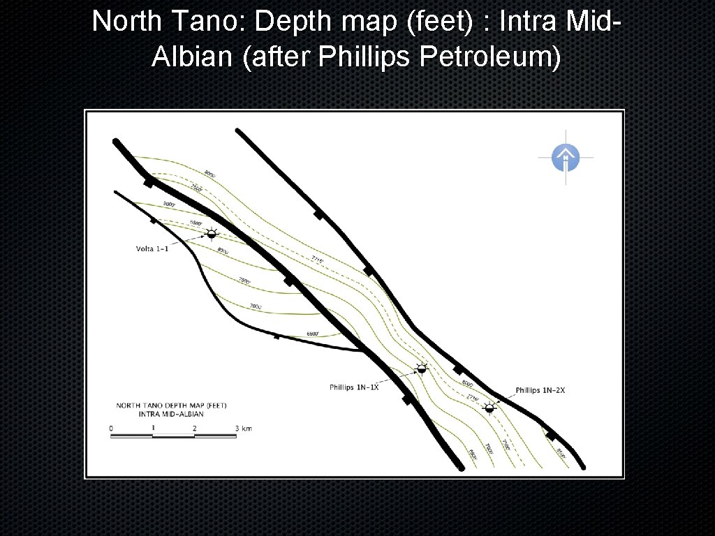 North Tano: Depth map (feet) : Intra Mid. Albian (after Phillips Petroleum) 