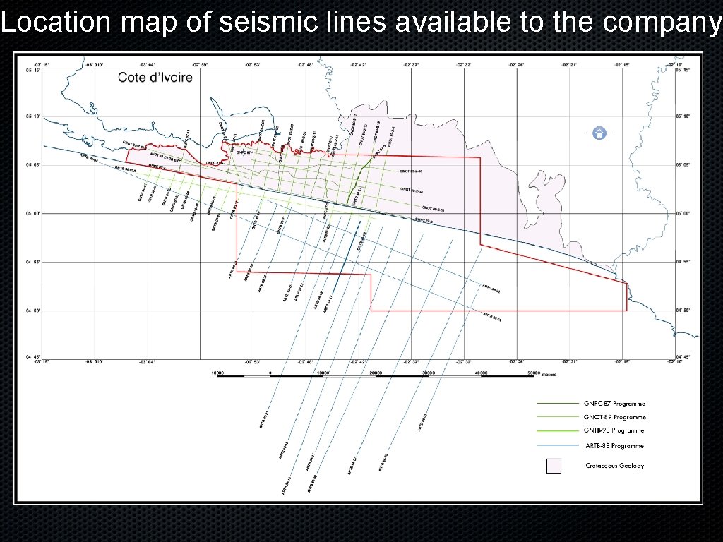 Location map of seismic lines available to the company 