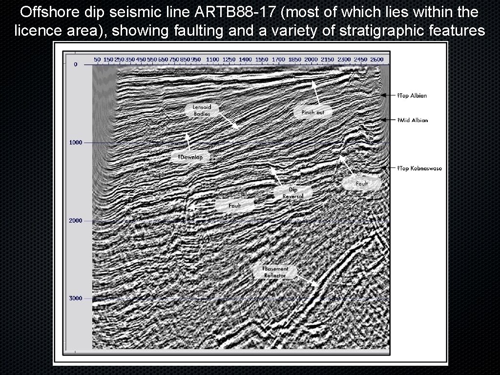 Offshore dip seismic line ARTB 88 -17 (most of which lies within the licence