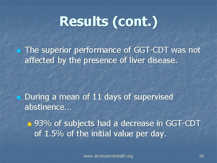Results (cont. ) n n The superior performance of GGT-CDT was not affected by