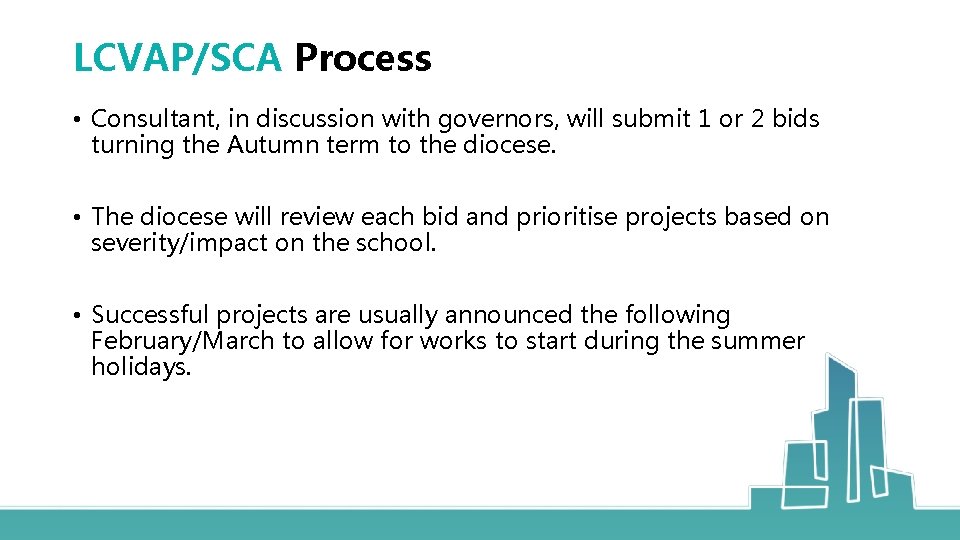 LCVAP/SCA Process • Consultant, in discussion with governors, will submit 1 or 2 bids