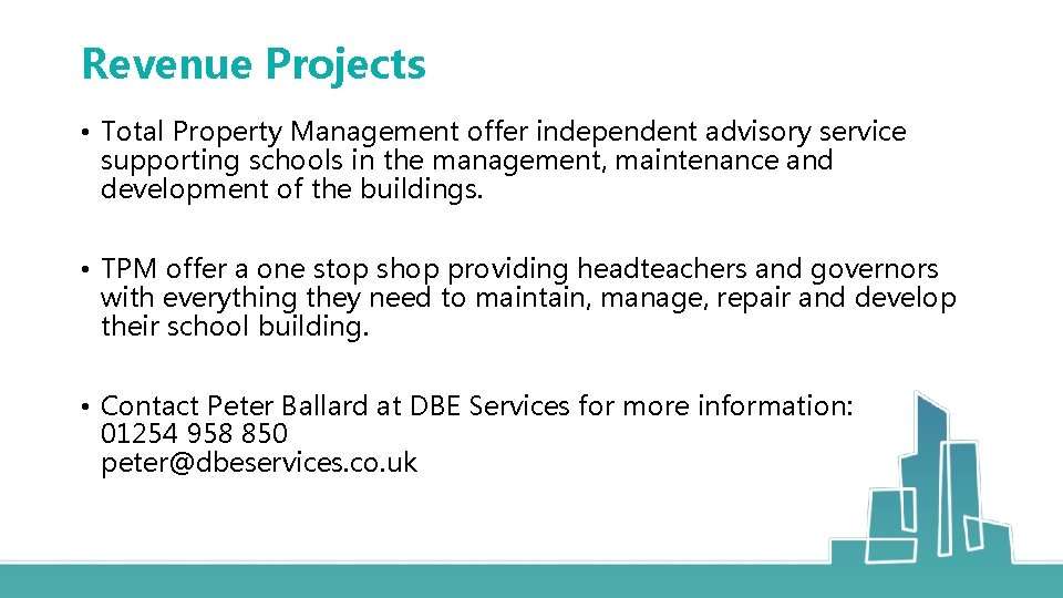 Revenue Projects • Total Property Management offer independent advisory service supporting schools in the