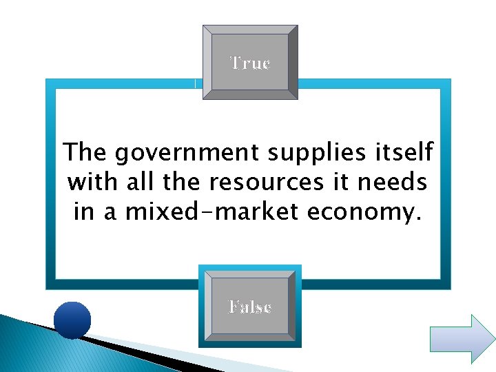 True The government supplies itself with all the resources it needs in a mixed-market