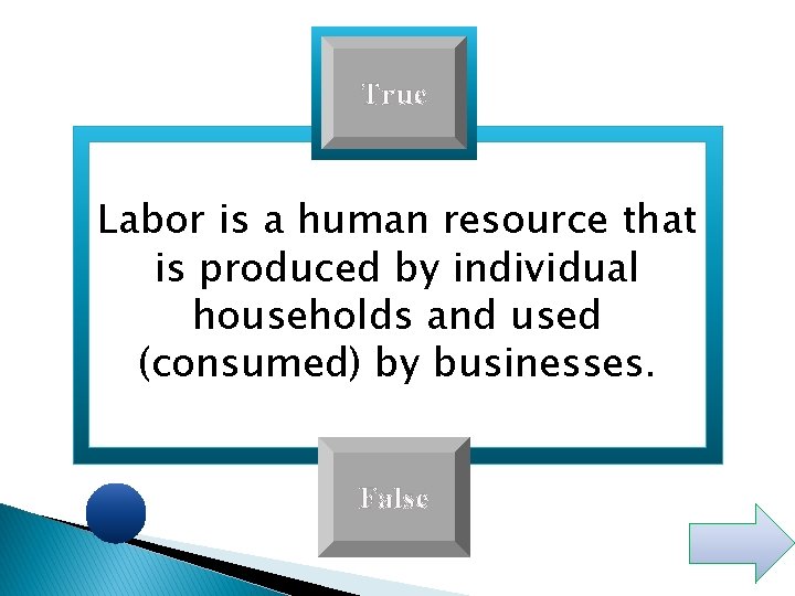 True Labor is a human resource that is produced by individual households and used