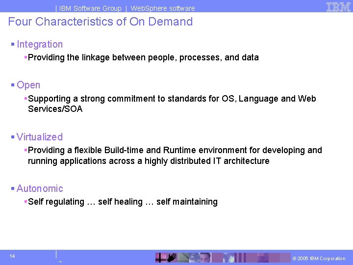 IBM Software Group | Web. Sphere software Four Characteristics of On Demand § Integration