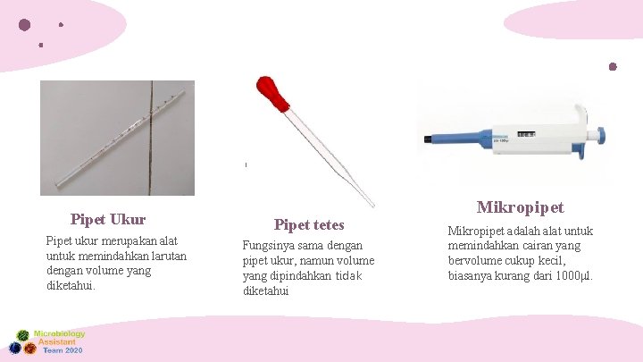 Pipet Ukur Pipet ukur merupakan alat untuk memindahkan larutan dengan volume yang diketahui. Pipet