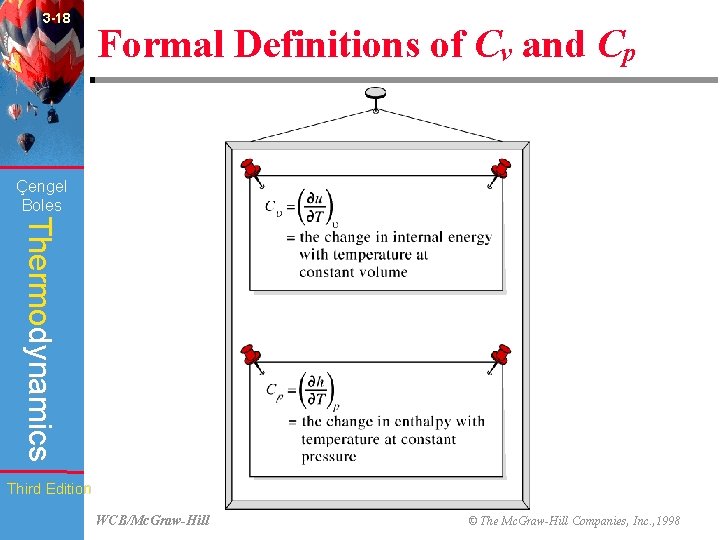 3 -18 Formal Definitions of Cv and Cp (Fig. 3 -72) Çengel Boles Thermodynamics