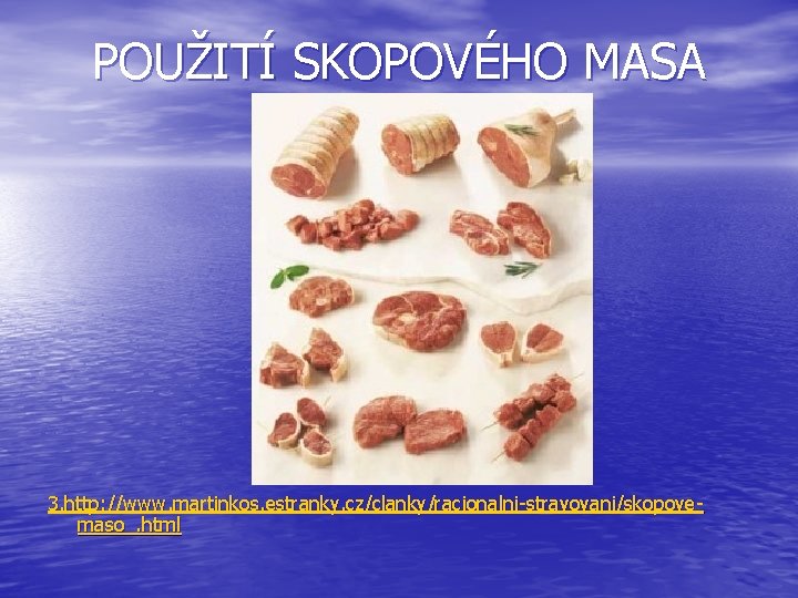 POUŽITÍ SKOPOVÉHO MASA 3. http: //www. martinkos. estranky. cz/clanky/racionalni-stravovani/skopovemaso_. html 