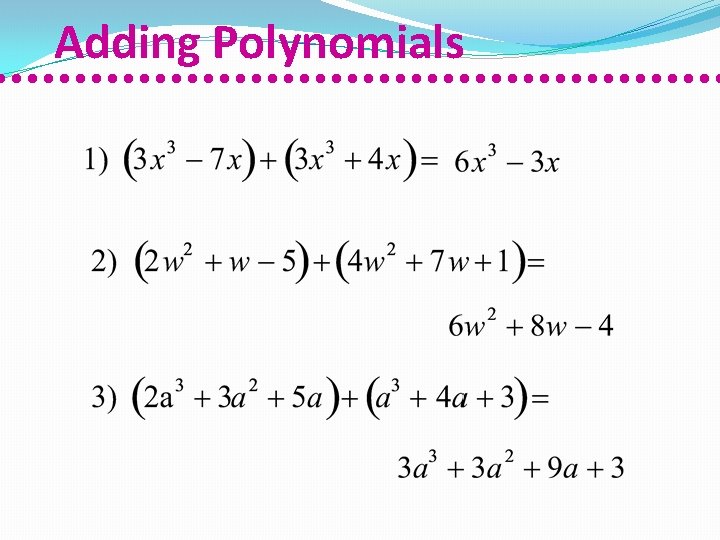 Adding Polynomials 