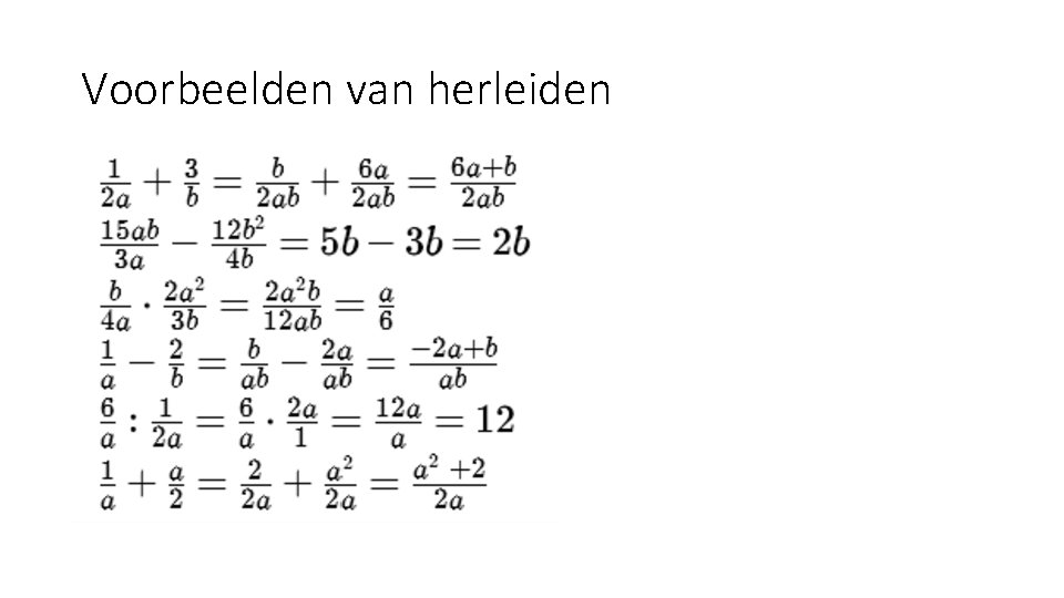Voorbeelden van herleiden 