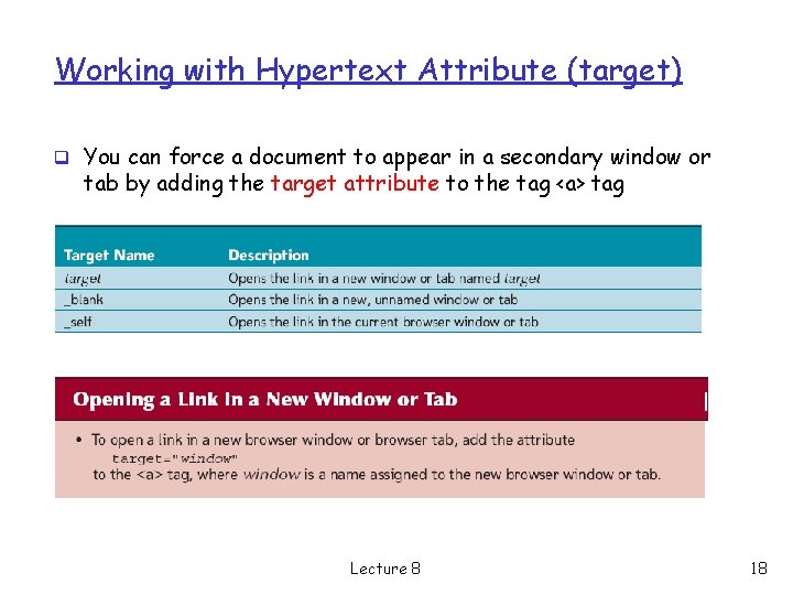 Working with Hypertext Attribute (target) q You can force a document to appear in Working with Hypertext Attribute (target) q You can force a document to appear in