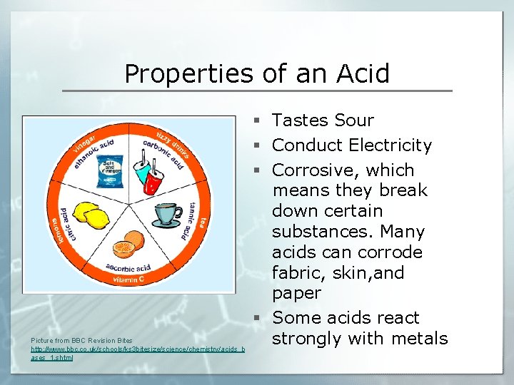 Properties of an Acid Picture from BBC Revision Bites http: //www. bbc. co. uk/schools/ks