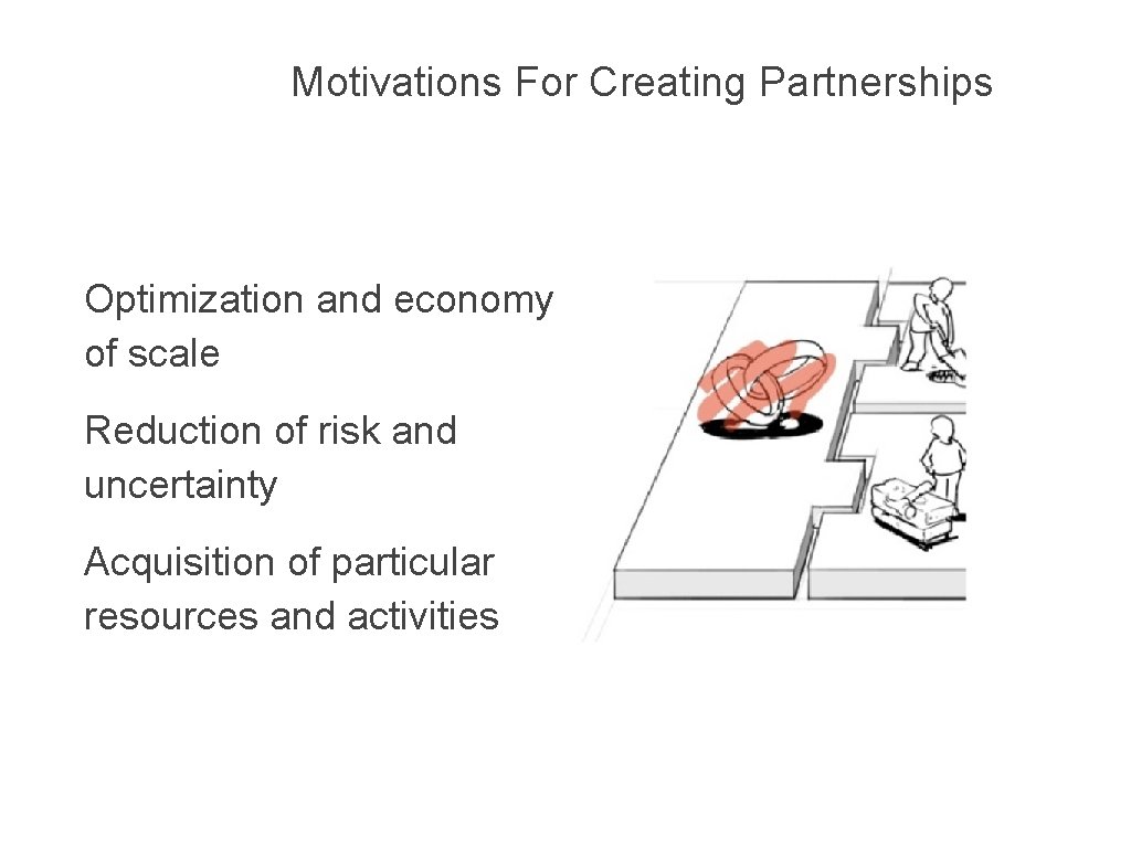 Motivations For Creating Partnerships Optimization and economy of scale Reduction of risk and uncertainty