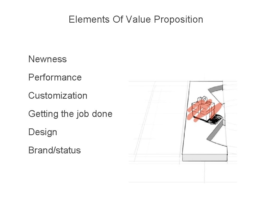 Elements Of Value Proposition Newness Performance Customization Getting the job done Design Brand/status 