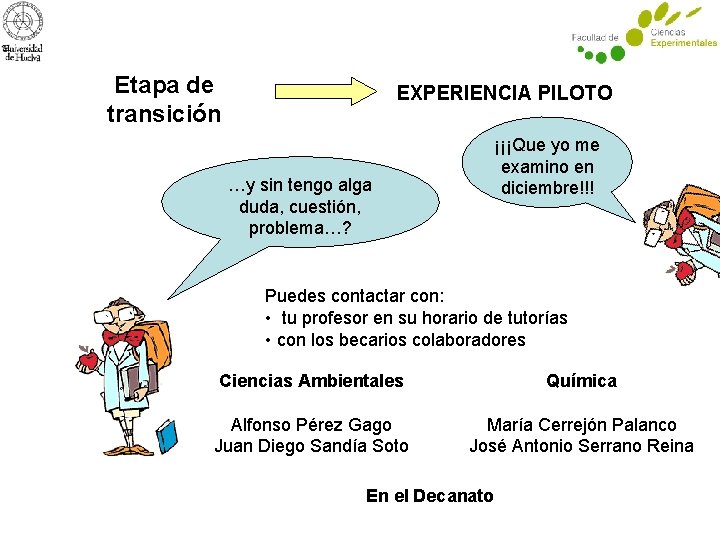 Etapa de transición EXPERIENCIA PILOTO …y sin tengo alga duda, cuestión, problema…? ¡¡¡Que yo