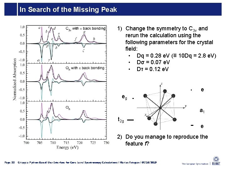 In Search of the Missing Peak 1) Change the symmetry to C 3 v