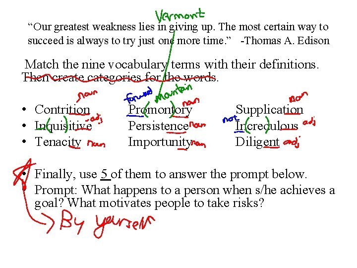“Our greatest weakness lies in giving up. The most certain way to succeed is