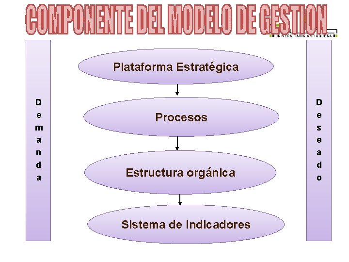 Plataforma Estratégica D e m a n d a Procesos Estructura orgánica Sistema de