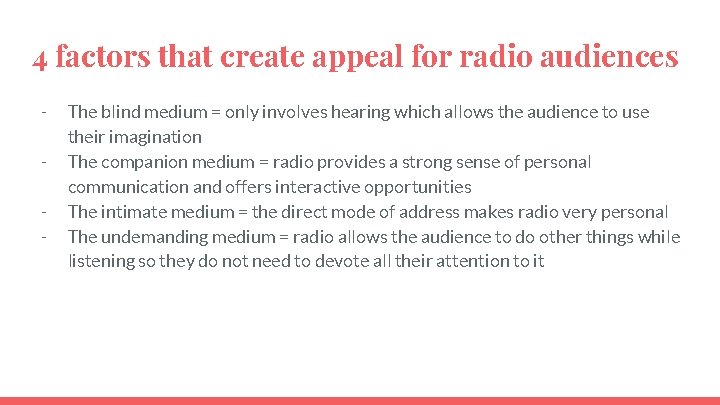 4 factors that create appeal for radio audiences - The blind medium = only