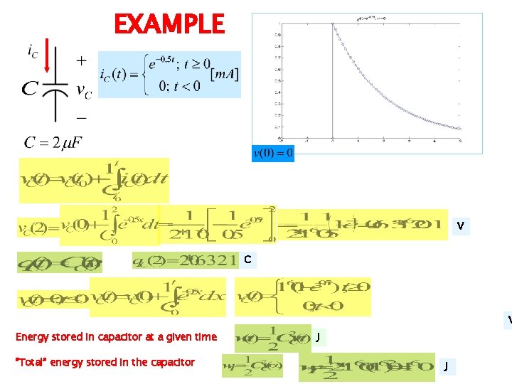 EXAMPLE V C V Energy stored in capacitor at a given time “Total” energy