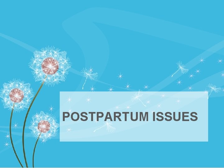 POSTPARTUM ISSUES 