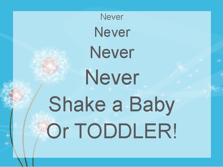 Never Shake a Baby Or TODDLER! 