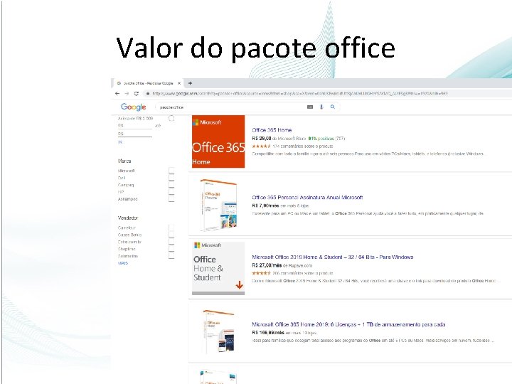 Valor do pacote office 5 