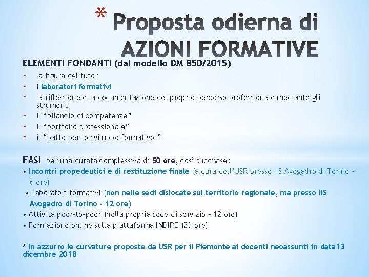 * ELEMENTI FONDANTI (dal modello DM 850/2015) - la figura del tutor i laboratori