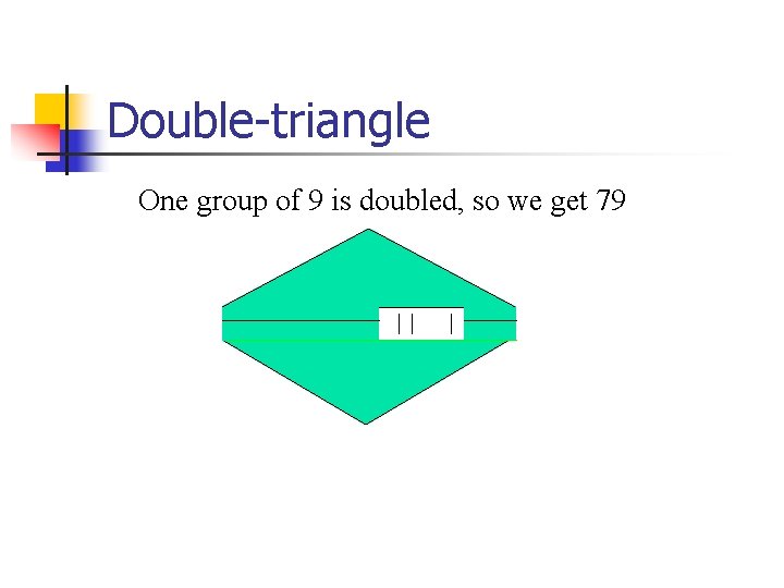 Double-triangle One group of 9 is doubled, so we get 79 