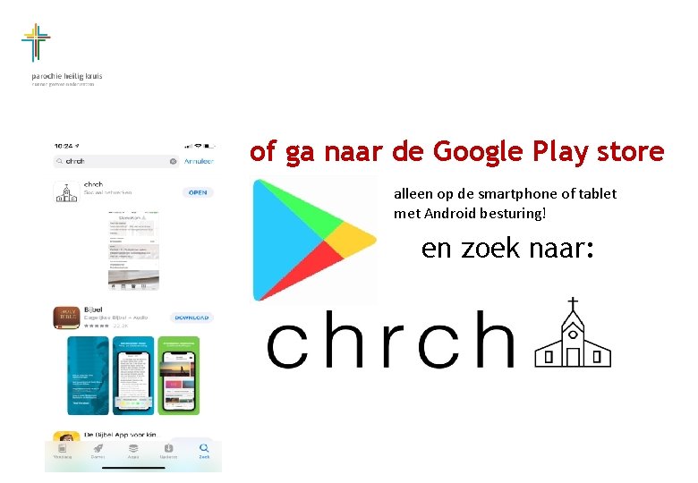 of ga naar de Google Play store alleen op de smartphone of tablet met