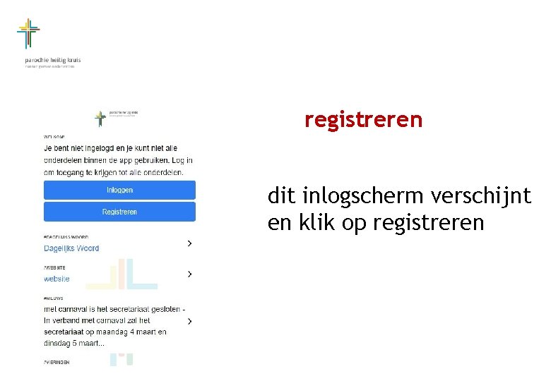 registreren dit inlogscherm verschijnt en klik op registreren 