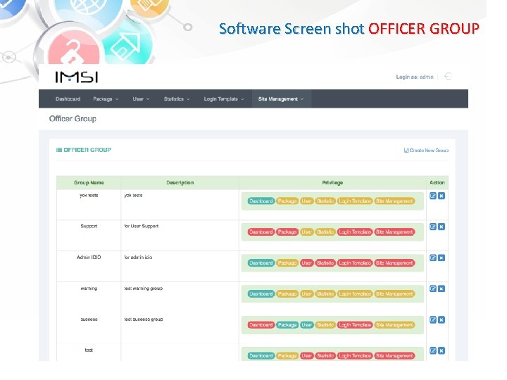 Software Screen shot OFFICER GROUP 