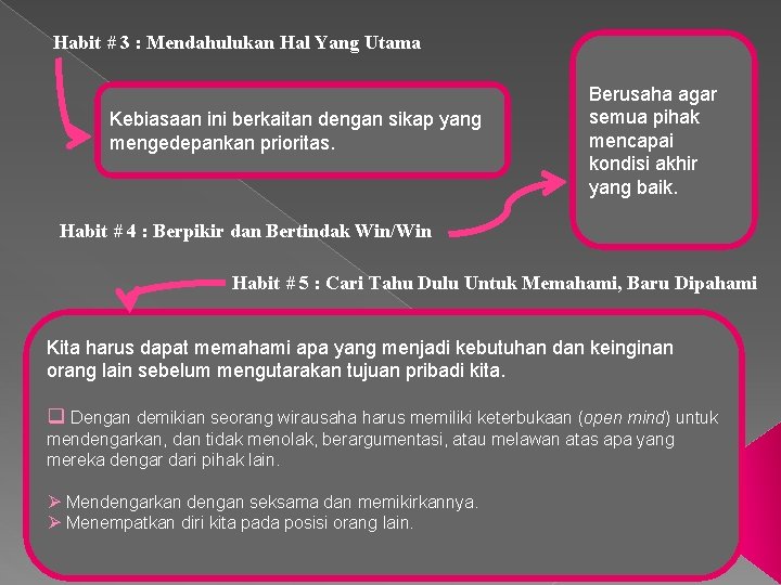 Habit # 3 : Mendahulukan Hal Yang Utama Kebiasaan ini berkaitan dengan sikap yang