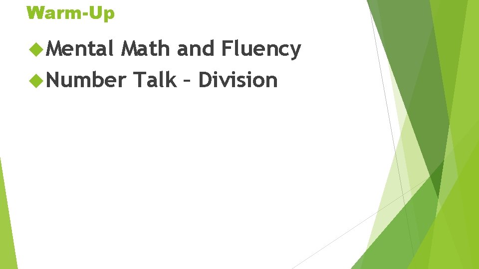 Warm-Up Mental Math and Fluency Number Talk – Division 
