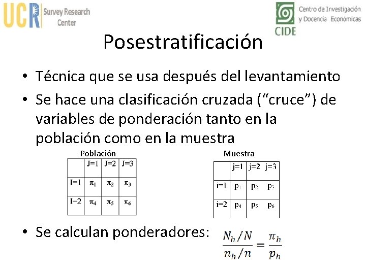 Posestratificación • Técnica que se usa después del levantamiento • Se hace una clasificación