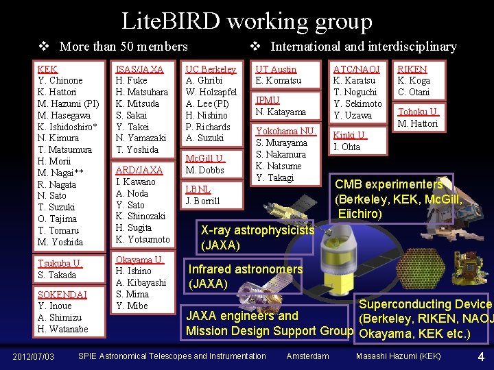 Lite. BIRD working group v More than 50 members KEK Y. Chinone K. Hattori