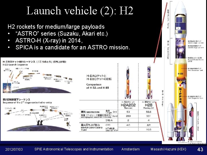 Launch vehicle (2): H 2 rockets for medium/large payloads • “ASTRO” series (Suzaku, Akari