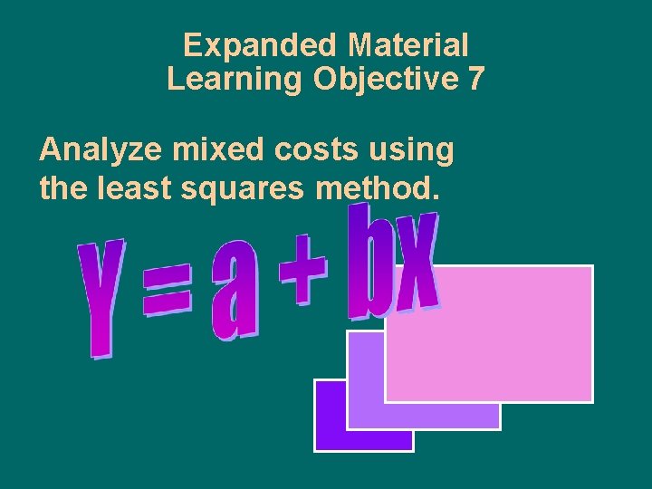 Expanded Material Learning Objective 7 Analyze mixed costs using the least squares method. 