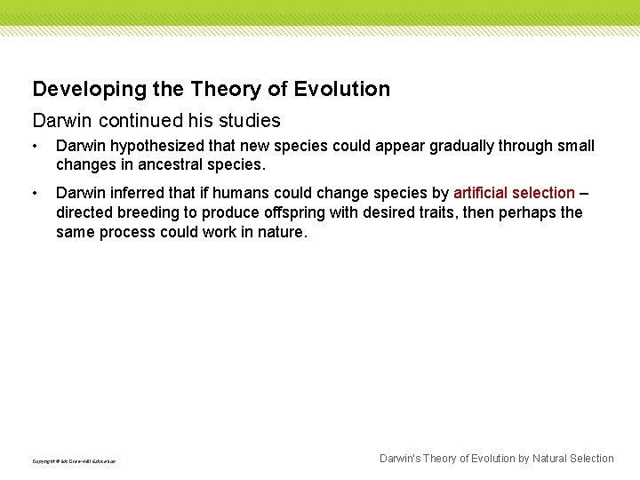 Section 1 Darwins Theory of Evolution by Natural