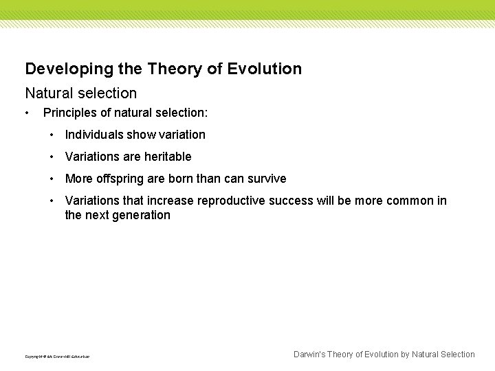 Section 1 Darwins Theory of Evolution by Natural
