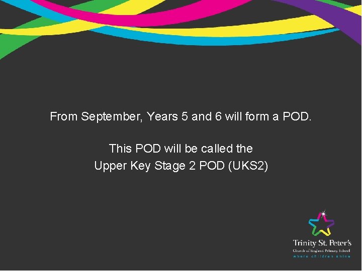 From September, Years 5 and 6 will form a POD. This POD will be