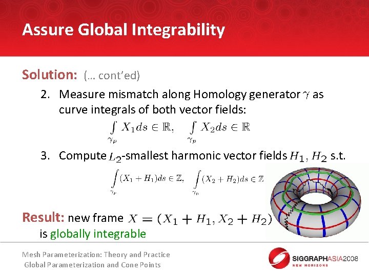 Assure Global Integrability Solution: (… cont’ed) 2. Measure mismatch along Homology generator as curve