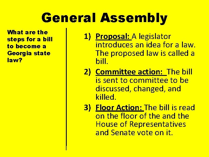 General Assembly What are the steps for a bill to become a Georgia state