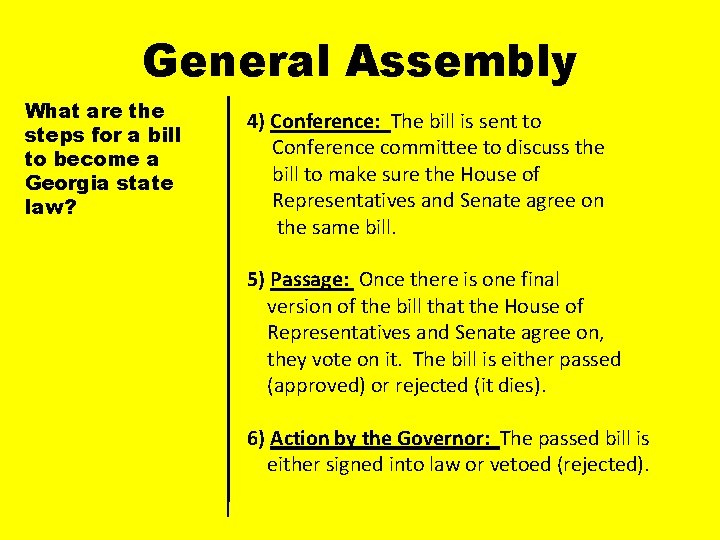 General Assembly What are the steps for a bill to become a Georgia state