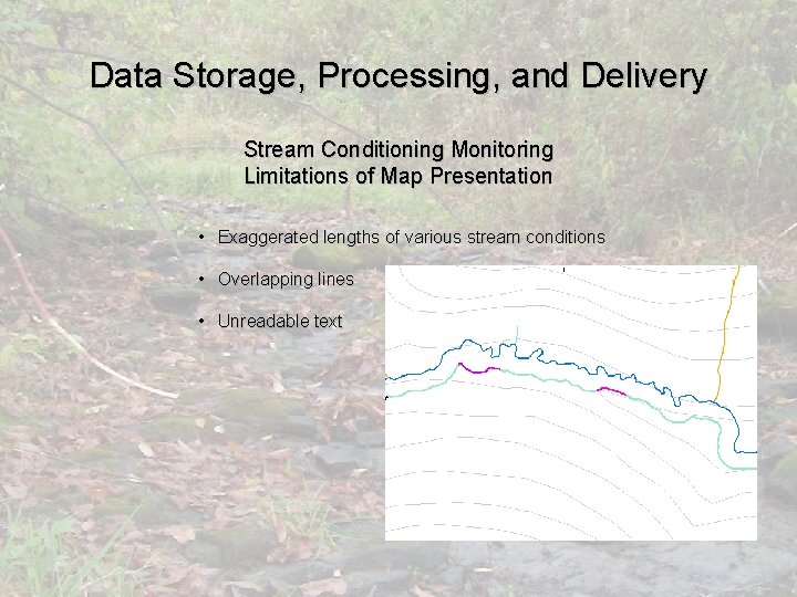 Data Storage, Processing, and Delivery Stream Conditioning Monitoring Limitations of Map Presentation • Exaggerated