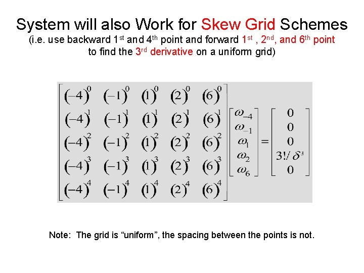 System will also Work for Skew Grid Schemes (i. e. use backward 1 st