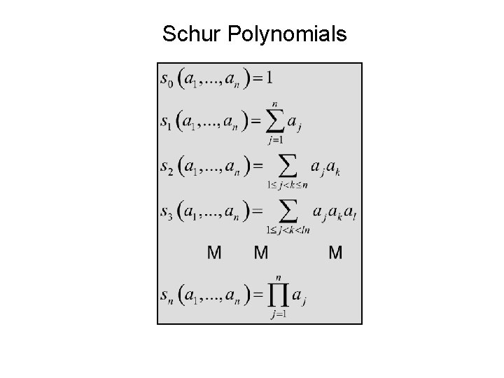 Schur Polynomials 