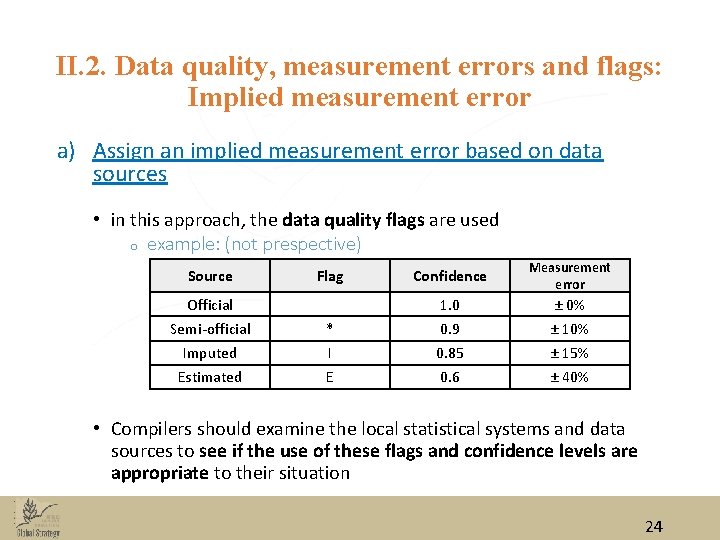 II. 2. Data quality, measurement errors and flags: Implied measurement error a) Assign an