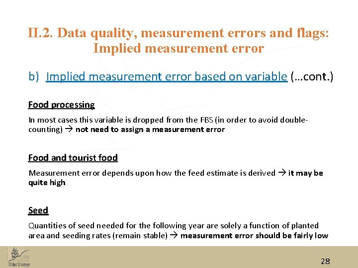 II. 2. Data quality, measurement errors and flags: Implied measurement error b) Implied measurement